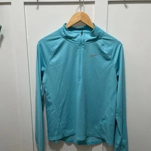 Nike Half Zip Long Sleeve Wicking Material Thumb holes baby Blue Medium walking - Picture 1 of 7