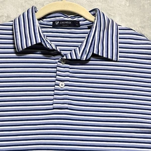 Cremieux XL Supima Cotton Polo Shirt Blue White Stripe Short Sleeve - Picture 1 of 6