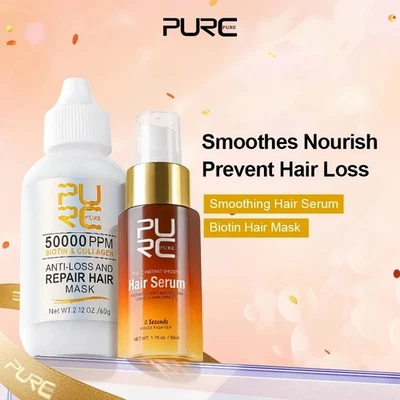 Juegos de suero capilar y mascarilla capilar biotina reparación dañada nutritiva previene la caída del cabello Foto 1 de 4