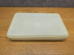 Vintage Tupperware 794 Speckbehälter rechteckig Behälter transparent/weiß mit Deckel - Bild 1 von 5