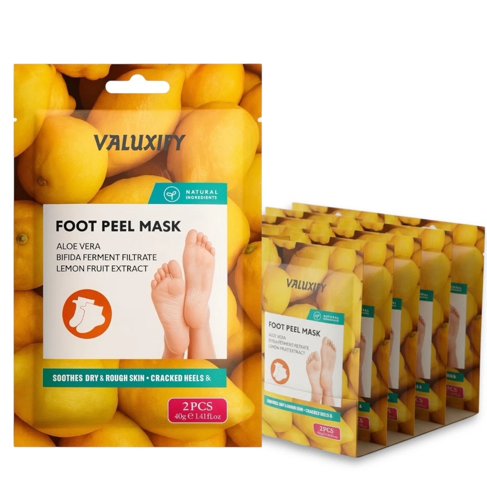 12x Lemon Foot Peel Socks | Intensive Exfoliating Mask | Fresh Soft Feet Skin - Image 1 of 4