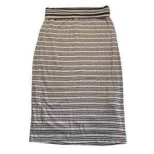 Maxi gonna donna Max Studio a matita marrone blu navy righe taglia large foderata - Foto 1 di 9
