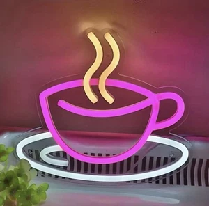 Coffee Cup Neon. Sign for Wall Decor, LED Neon Light 3D , - Picture 1 of 5