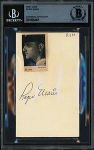 Roger Maris Signed 3x5 Index Card Yankees (Signed Twice) Beckett #18284405 - Picture 1 of 2