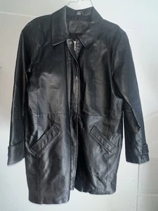 Mens Leather Jacket Jacqueline Ferrar Full Zip Large Long - Picture 1 of 6