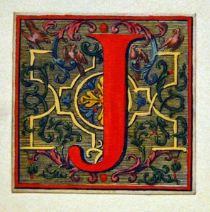 c1760 Georgian Illuminated Initial Letter  Hand  Painted- J 2 baby first name? - Picture 1 of 1