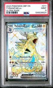 2023 POKEMON OBF EN-OBSIDIAN FLAMES #211 TYRANITAR EX ULTRA RARE PSA 9 - Picture 1 of 3