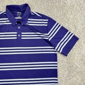 Adidas Puremotion Golf Polo Shirt Uomo Medium Viola Grigio Righe Manica Corta - Foto 1 di 11