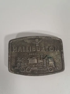 Hebilla de cinturón de metal vintage 1976 Jim Watson Halliburton Services - Imagen 1 de 2
