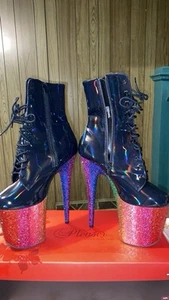 Pleasers Size 12 Glitter Rainbow Exotic Heel - Picture 1 of 1