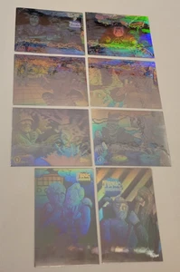 Juego de tarjetas Toxic Crusaders 1991 completo holograma persecución insertar 8 casi nuevo/como nuevo Troma/GPK - Imagen 1 de 7
