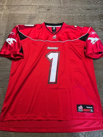 RED Reebok NWOT Calgary Stampeders Football Jersey CFL #1 Henry Burris sz XL Cover