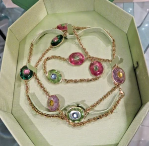 Swarovski Chroma Necklace Long Mixed cuts Multicolored Goldtone plated New NIB - Picture 1 of 16