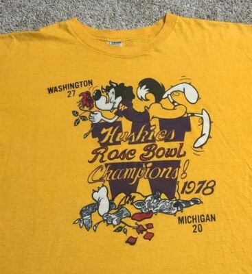 Camisa Campeón Washington Huskies De Colección "1978 Rose Bowl Champions" Hecha en EE. UU. XL Foto 1 de 4