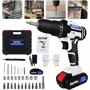 Electric Power Drill Driver Cordless High Torque Electric Screwdriver LED Light - Picture 1 of 15