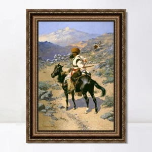 Lona enmarcada estampado de Giclee un cazador indio, 1889 por Frederic Remington - Imagen 1 de 16