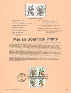 #9707 Merian Botanical Prints #3126-29 Souvenir Page - Picture 1 of 1