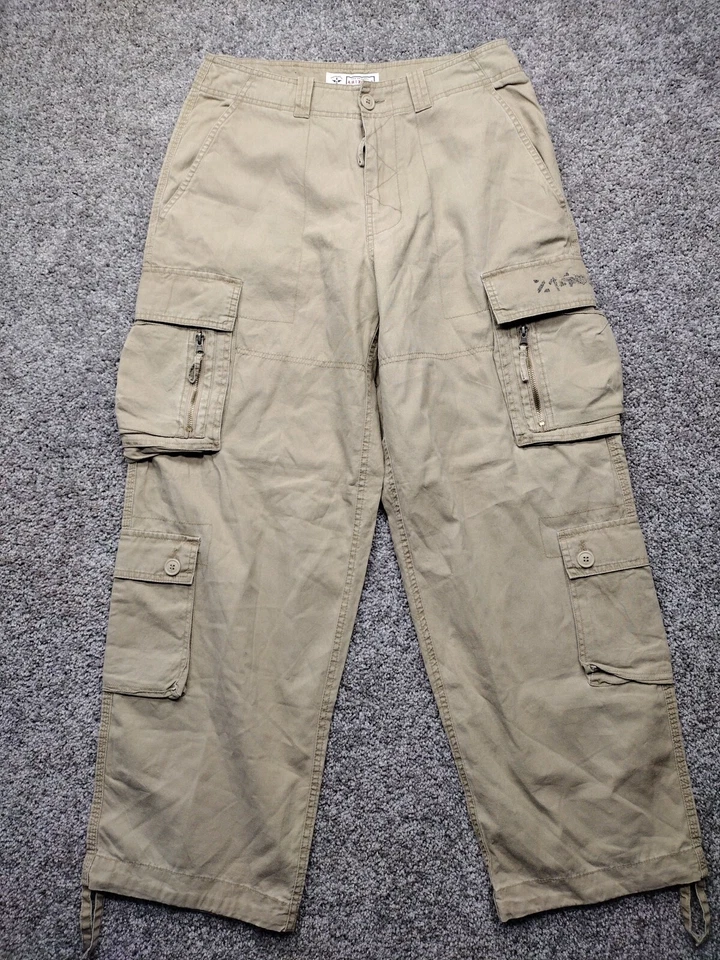 Vintage Arizona CARGO PANTS ZIPPER POCKETS BEIGE Cargo Mens 30x30 Y2K - Image 1 of 4