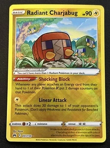 Radiant Charjabug Crown Zenith Radiant Rare Holo NM 2023 Pokemon TCG - Picture 1 of 2