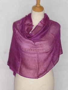 Small Ethnic Hindu/Buddhist Scarf Purple Ganesh Buddha Natraj Shiva Krishna - Picture 1 of 3