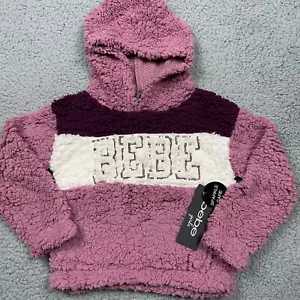 bebe Sweatshirt Toddler Girls 4T Long Sleeve Hooded Pink Logo Fuzzy Fleece NWT - Picture 1 of 9