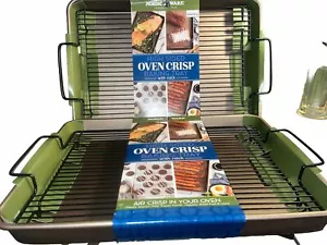 Nordic Ware High Sided Oven Crisp Baking Tray with Rack Nonstick Gold Lot of 2 - Picture 1 of 3