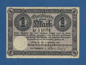 ALEMANIA // GERMANY -- NOTGELD -- COCHEM -- 1 MARK ( 1918 ) -- XF . - Bild 1 von 2