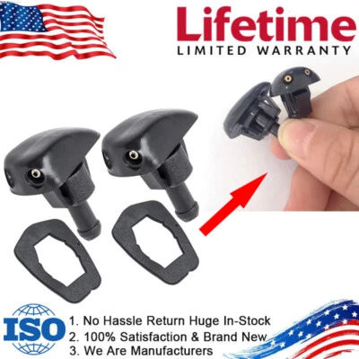 2 Car Window Windshield Sprayer Spray Nozzle Wipper Washer Black Nylon Universal - Image 1 of 4