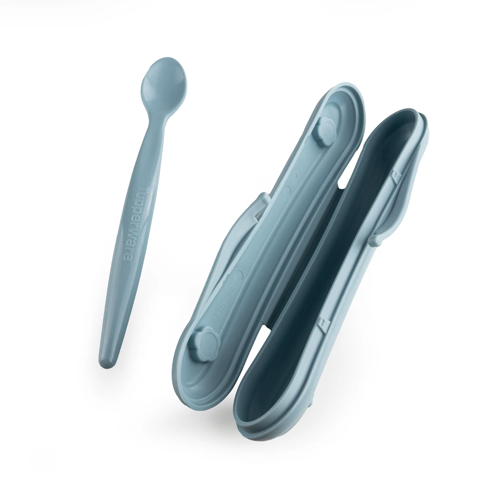 TUPPERWARE Tuppercare Baby 1x Fütterlöffel in Box/Etui Blau/Türkies