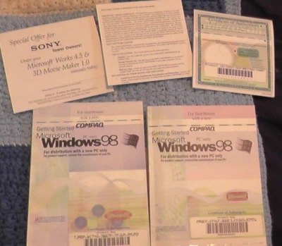 microsoft windows 98 manuals papework compaq certificates - Image 1 of 4