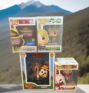 4 Funko Pop Randy Savage 83, Goofy 04 , Arachknight 859, Steve Erwin 1105 Lot - Picture 1 of 5