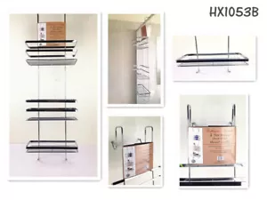 1 Over Door Shower Caddy 4 Tiers Storage Rack Bathroom Holder Shelf CHROME 073A - Picture 1 of 10