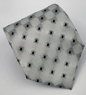 Corbata geométrica gris plata Enrico Fertuchie poliéster 57,5 x 4 Foto 1 de 4