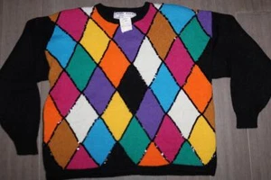 VINTAGE 80s KITTY HAWK VIVIAN WANG WOMENS SWEATER SEQUIN 90s MEDIUM NEW NWT RARE - Picture 1 of 11
