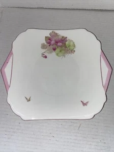 Vintage Shelley Made In England Shelley Violets & Butterflies 2223 Cake Plate - Picture 1 of 5