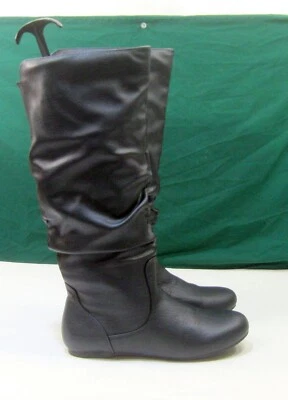 new  ladies Black Flat Slouch back elastic  Knee Boots Women Size   9 - Image 1 of 4