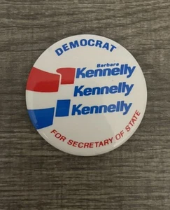 1980s political pin Barbara Kennelly Democrat 1.5" rare secretary of state - Picture 1 of 2