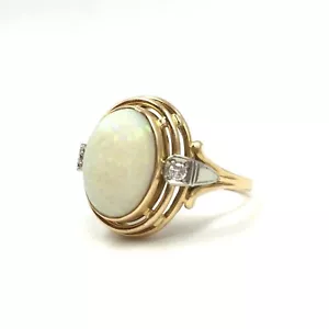 Gold Ring 750 18kt 4.93ct Opal Edelopal Vollopal 18K Diamonds 18.1mm / 57 Opal - Picture 1 of 17