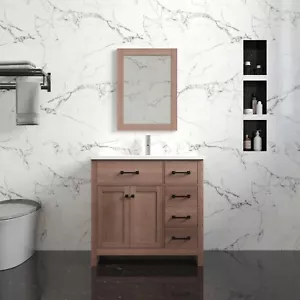 Wonline 36" Bathroom Vanity Cabinet Stone Top Ceramic Sink Combo Freestanding - Picture 1 of 14