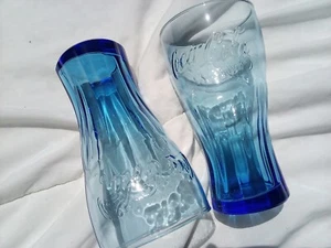 6 COCA-COLA VINTAGE CLEAR BLUE - 6 INCH 1970'S TUMBLER CUPS GLASSES - Picture 1 of 4