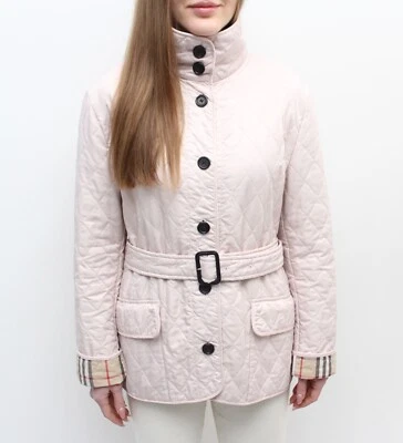 Chaqueta acolchada para mujer BURBERRY London con cinturón forrada a cuadros Nova hecha en ITALIA L Foto 1 de 4
