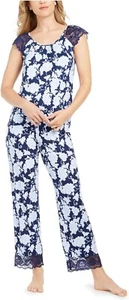 Charter Club Damen Pyjama-Set mit Spitzenbesatz Blumenmuster, KETTENSTICH, XXL  - Bild 1 von 3