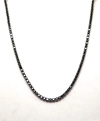 Collana Donna Gioja Argento CCL125 PN Tipo Tennis In Argento Con Pietre Nere - Immagine 1 di 2