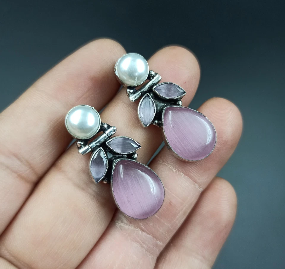 Fashion earrings for women/Ethnic Handmade Monalisa Stone Earrings/Gifts For Her - Image 1 of 1