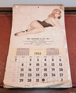 ESQUIRE Pin-Up Girls Calendar 1951 Spiral-bound 11x17" Abe Gellman & Co. Inc. NY - Picture 1 of 18