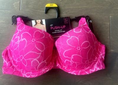 Sujetador push up sin límites encaje elevación natural flexible con aros rosa intenso 32D Foto 1 de 4