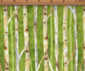 Wilmington Deer Meadow 100% Cotton Fabric By The Yard Green Birch Trees #FA64 - Picture 1 of 2