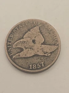 Moneta rame Stati Uniti centesimo aquila volante 1857 - Foto 1 di 6
