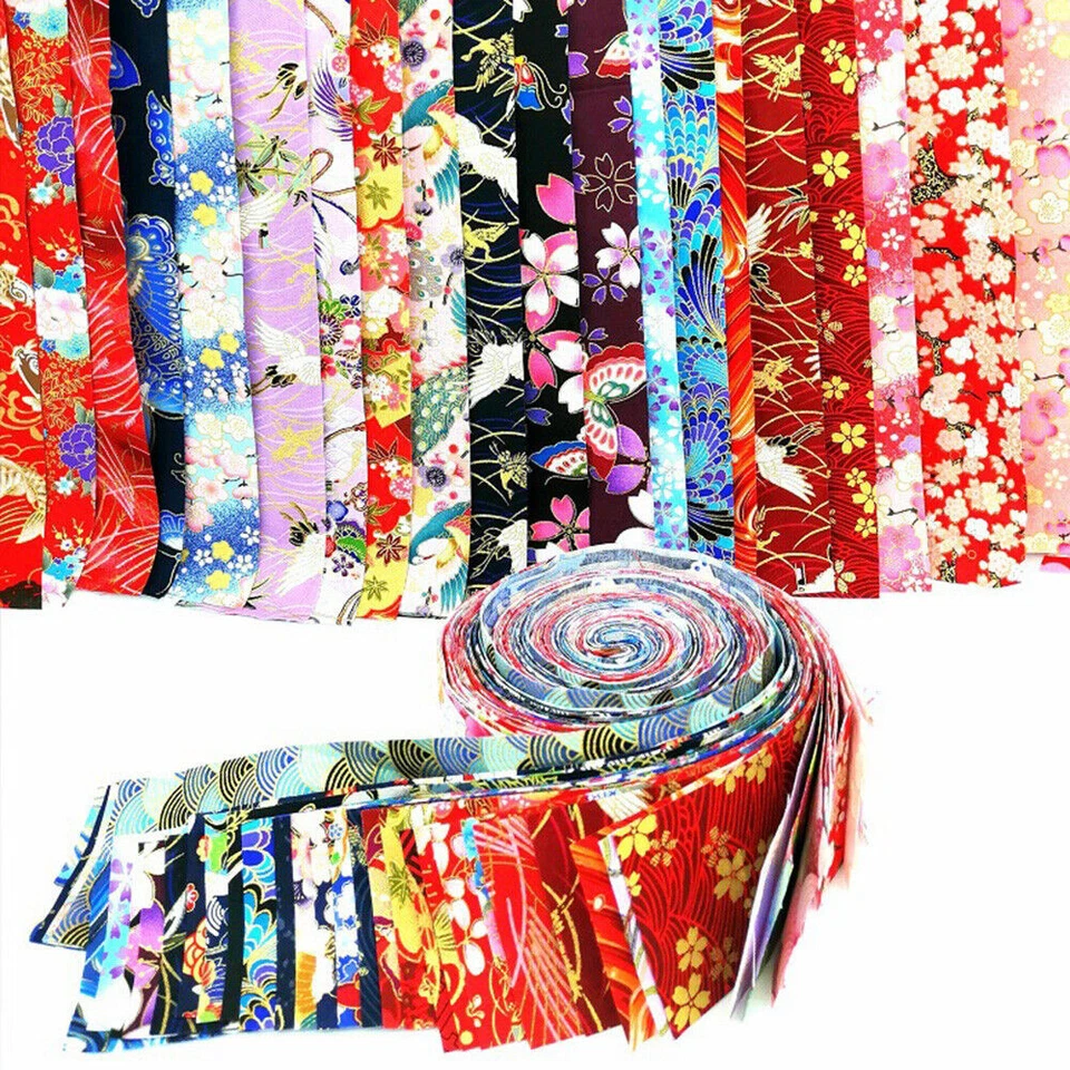 40Pcs Japanese Cotton Fabric Strips Jelly Roll Patchwork Clothing Sewing DIY - Image 1 of 4