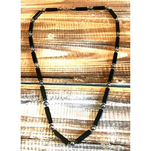 Vintage Norwegisches Design ND Sterlingsilber & Onyx Perlen Halskette 65 Gramm - Bild 1 von 10